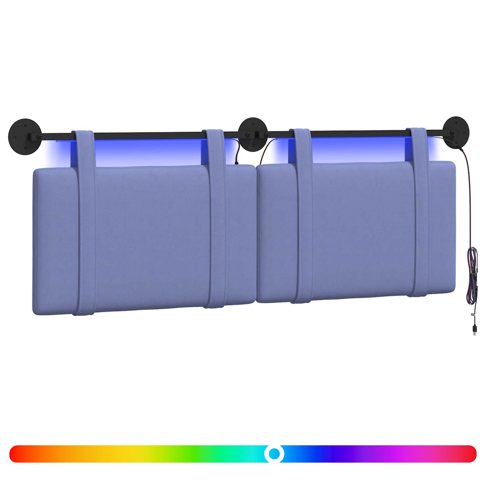Viseće uzglavlje kreveta S LED svjetlom Traper plava Tkanina