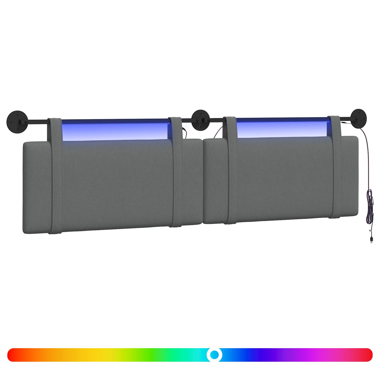 Viseće uzglavlje kreveta S LED svjetlom Tamnosiva Tkanina