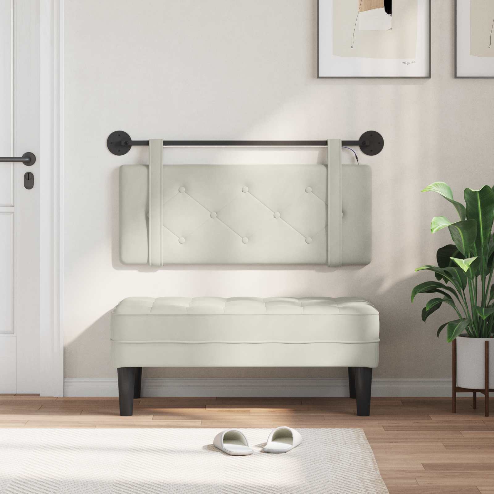 Viseće uzglavlje kreveta S LED svjetlom Krem Baršun