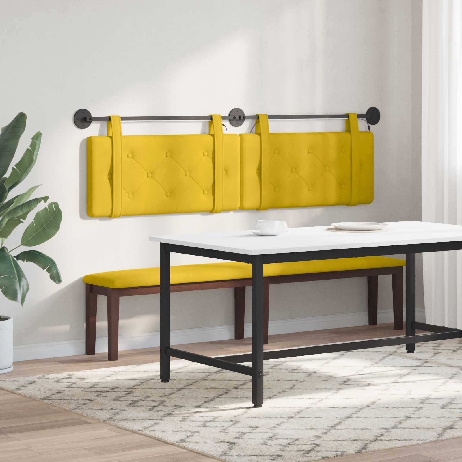 Viseće uzglavlje kreveta S LED svjetlom Žuta Baršun