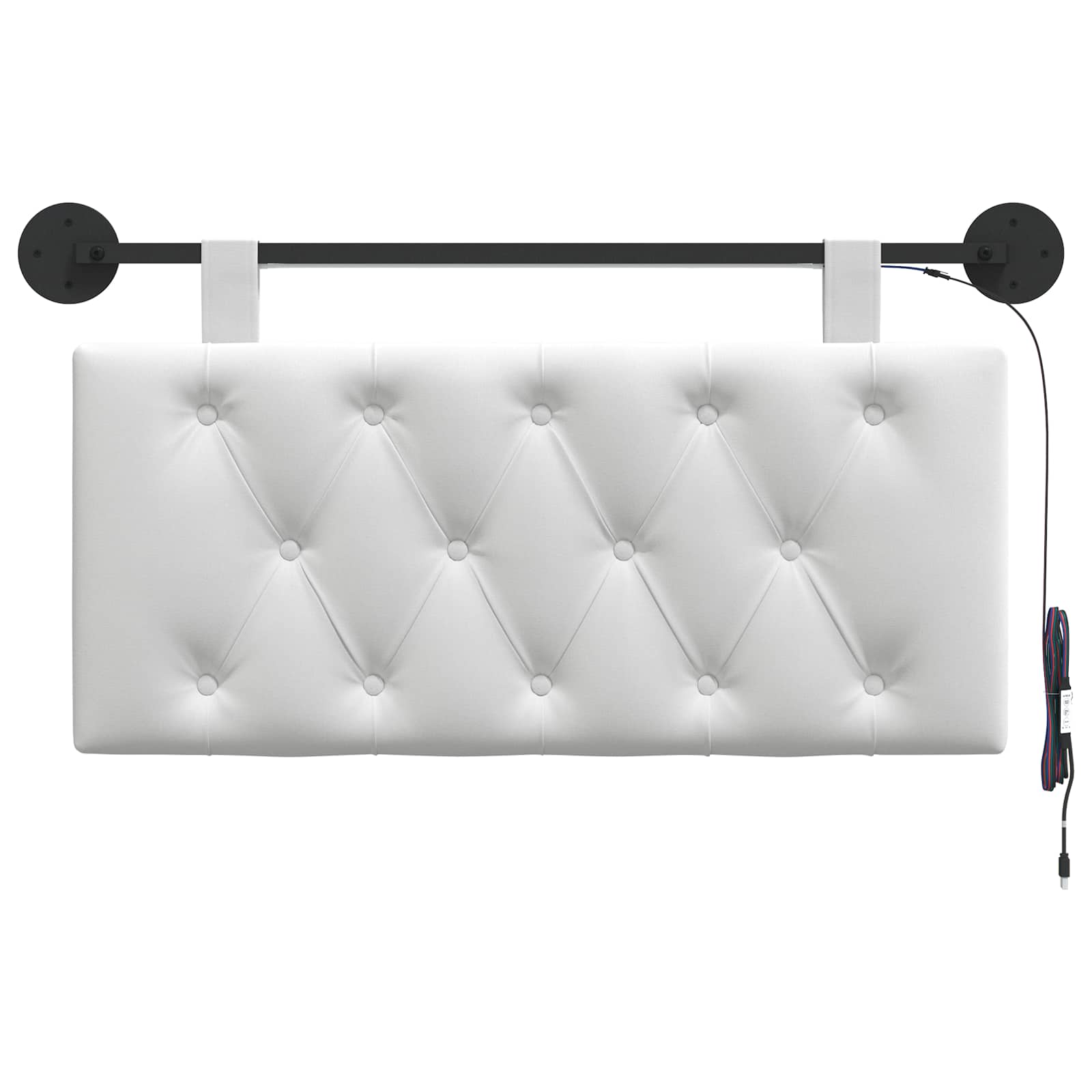 Viseće uzglavlje kreveta S LED svjetlom Bijela Tkanina