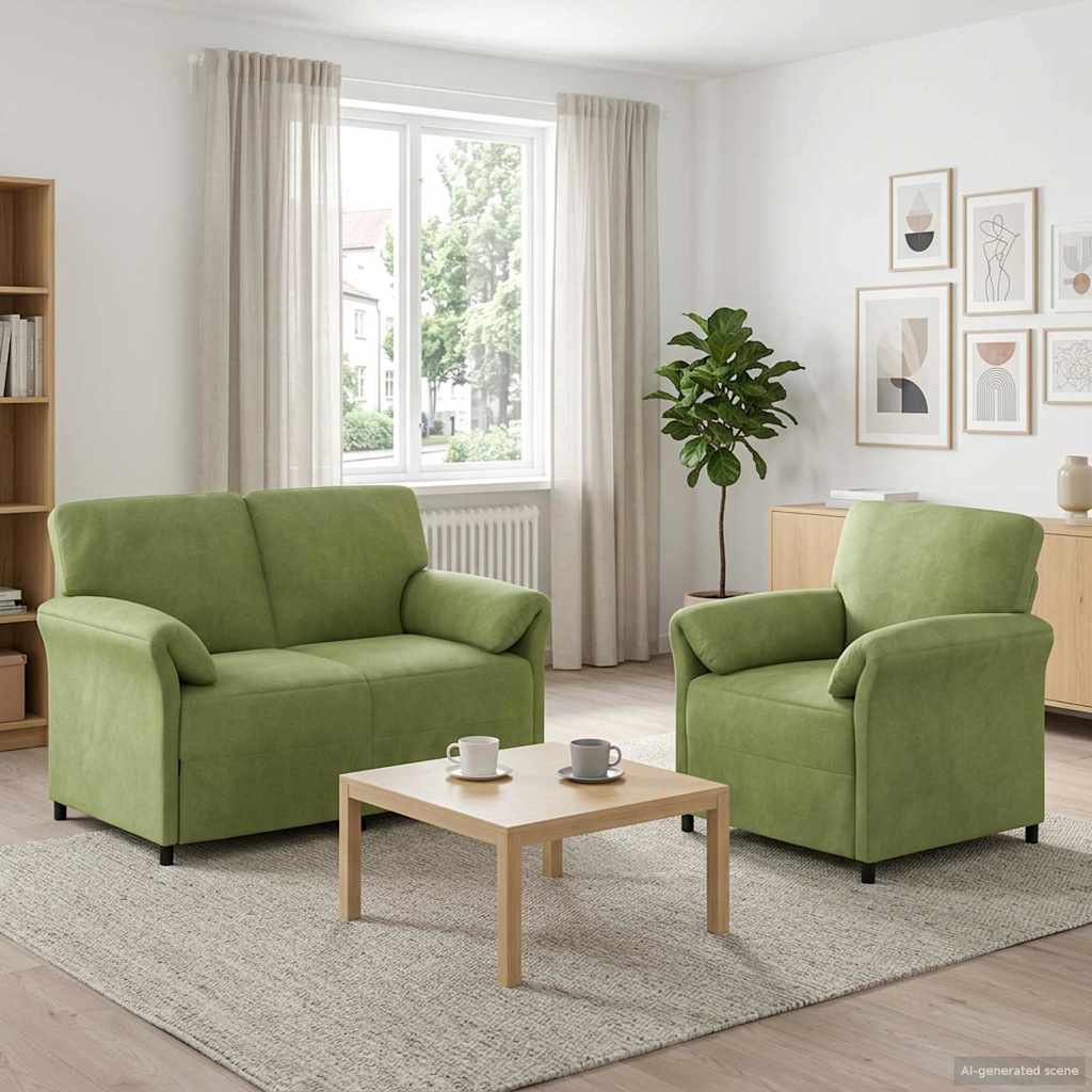 Set sofe 2 kom. Svijetlo zelena Baršun