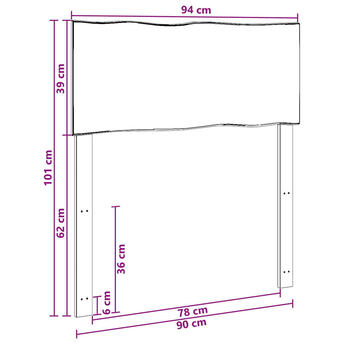 Uzglavlje s prirodnim rubom ROSTOCK Tamno smeđa 90 cm