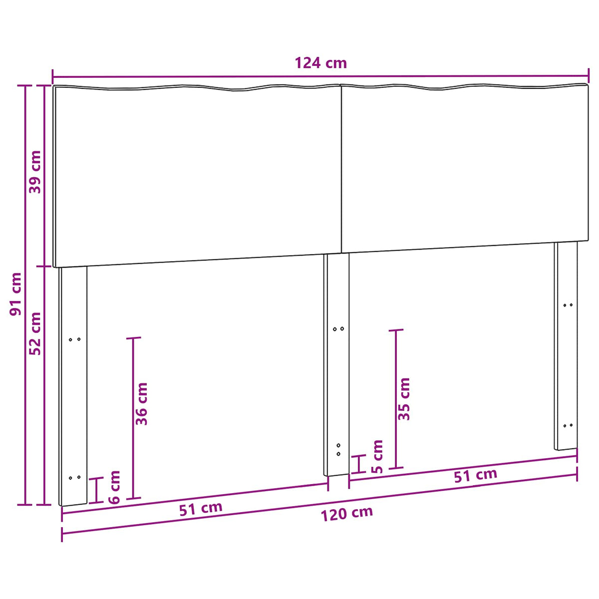 Uzglavlje s prirodnim rubom ROSTOCK Bijela 120 cm