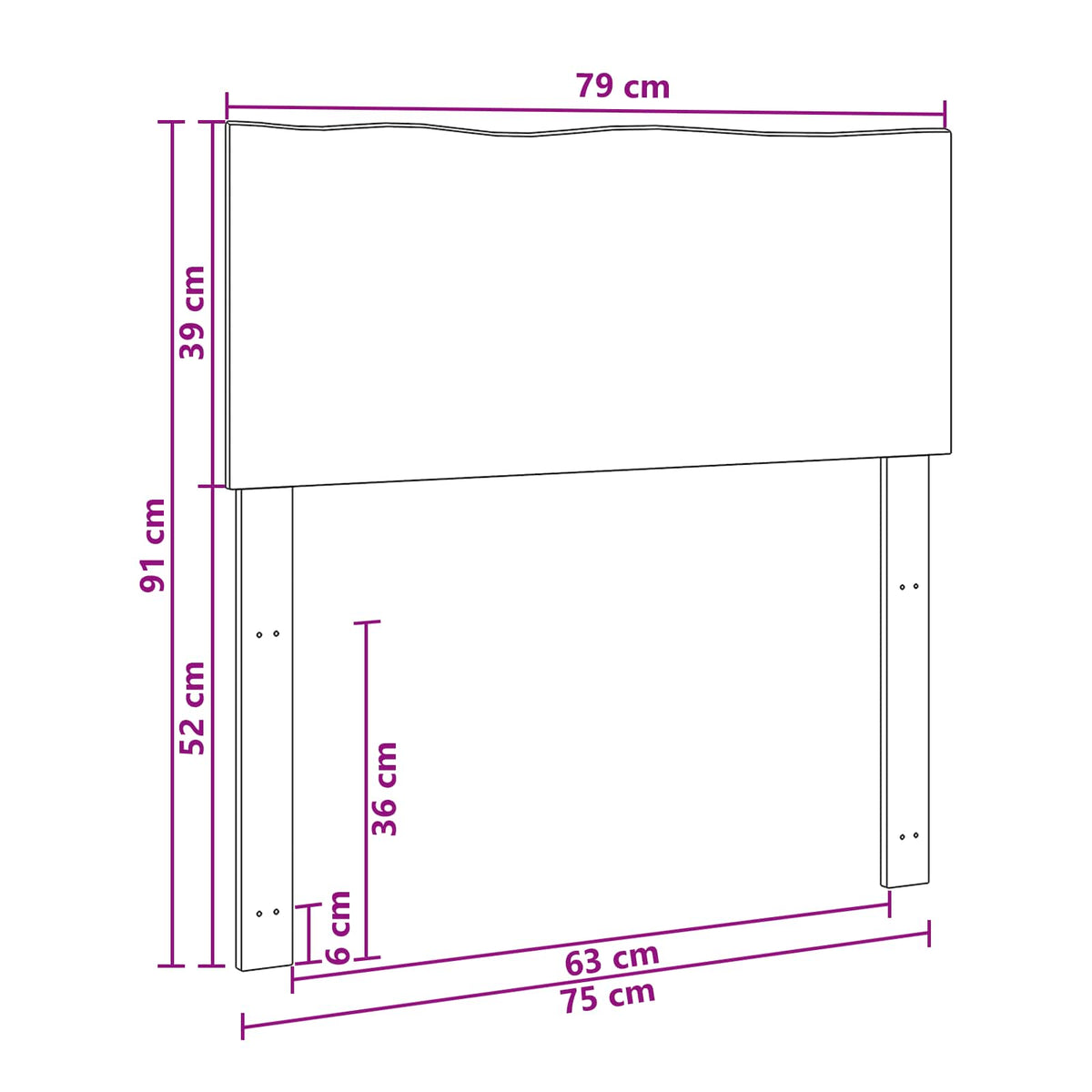 Uzglavlje s prirodnim rubom ROSTOCK Bijela 75 cm
