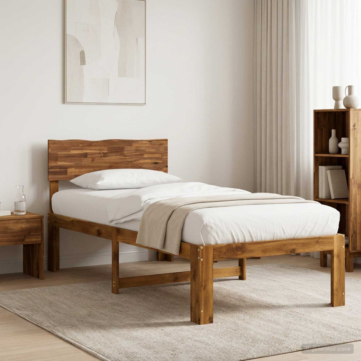Krevet s uzglavljem ROSTOCK Prirodna 90 x 190 cm