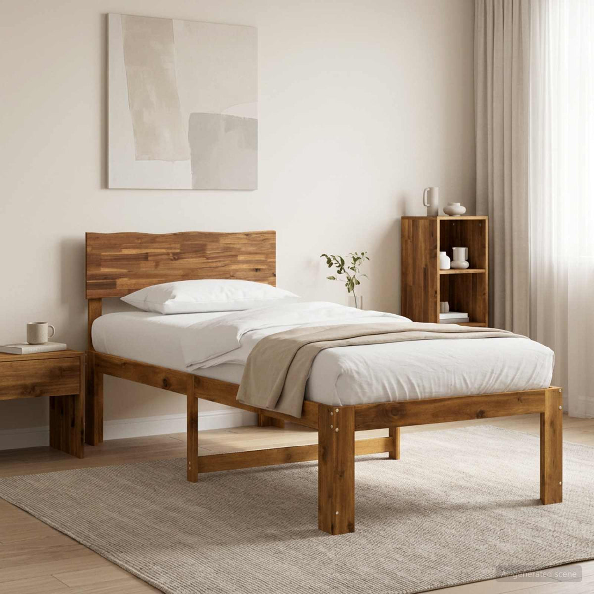 Krevet s uzglavljem ROSTOCK Prirodna 100 x 200 cm