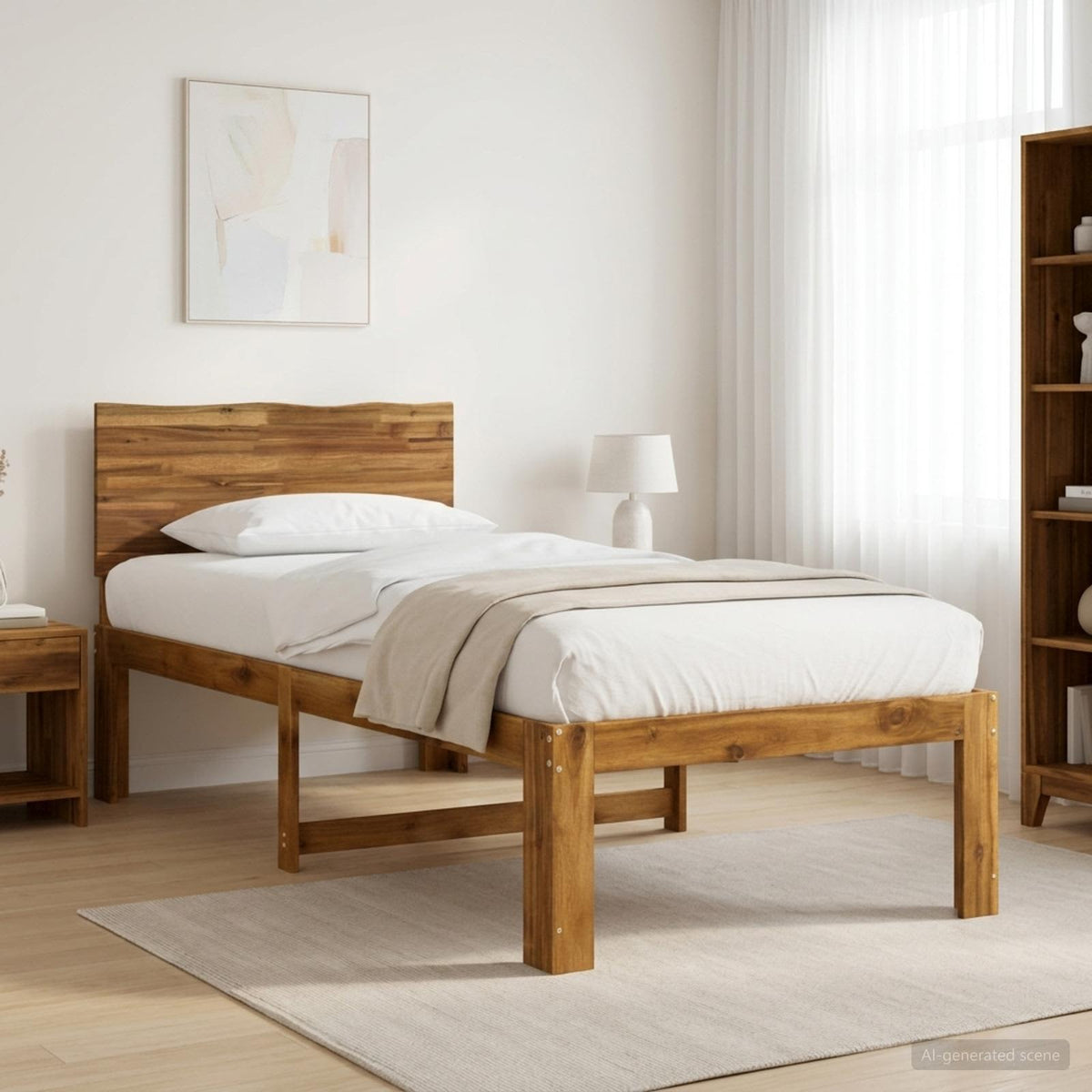 Krevet s uzglavljem ROSTOCK Prirodna 90 x 190 cm