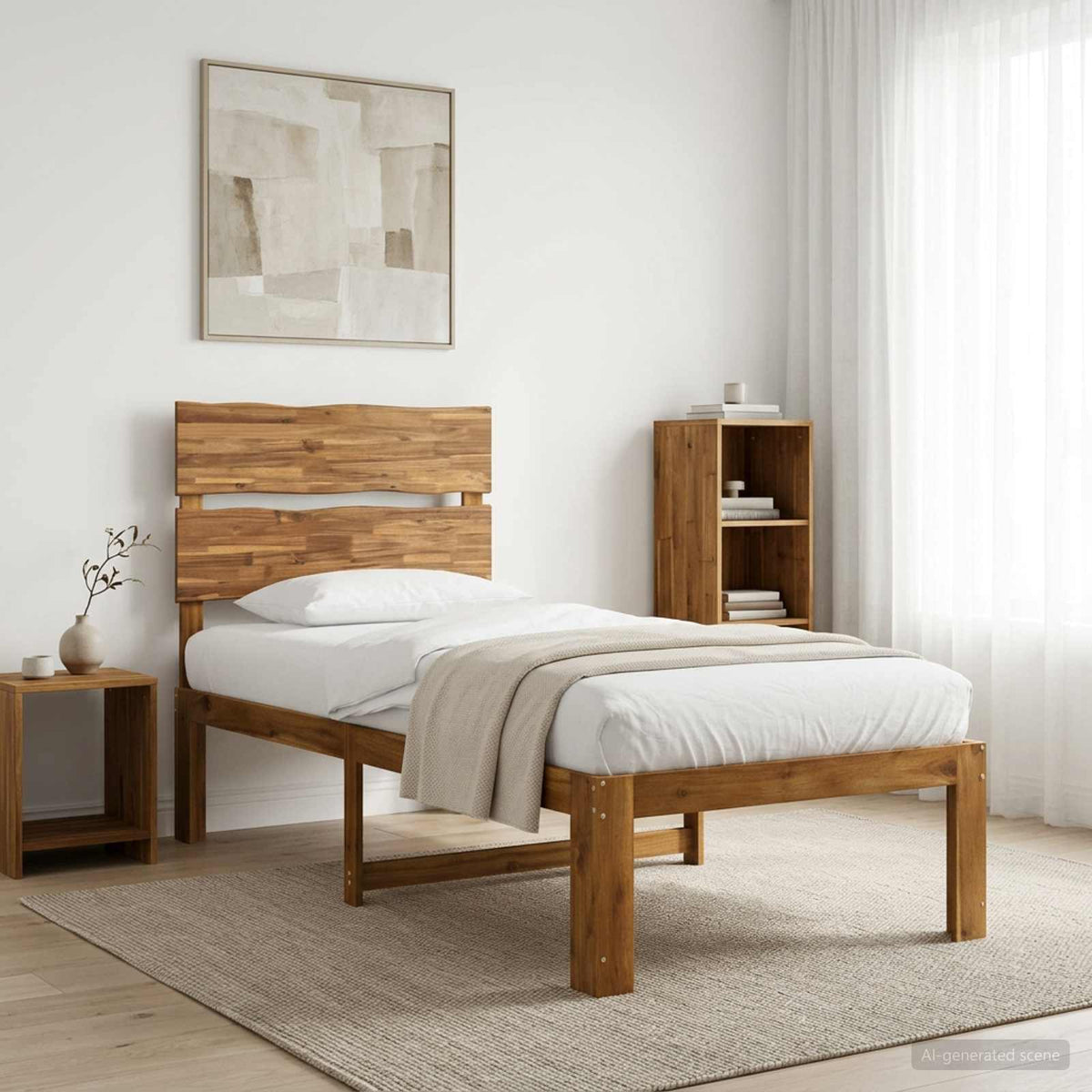 Krevet s uzglavljem ROSTOCK Prirodna 90 x 190 cm