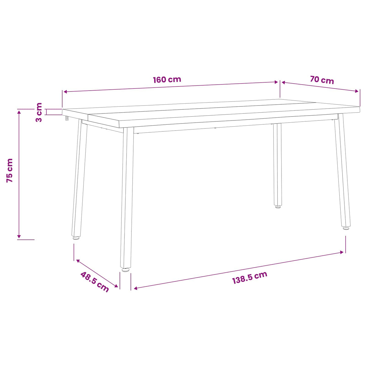 Stol za blagovanje s prirodnim rubom 160 x 70 x 75 cm