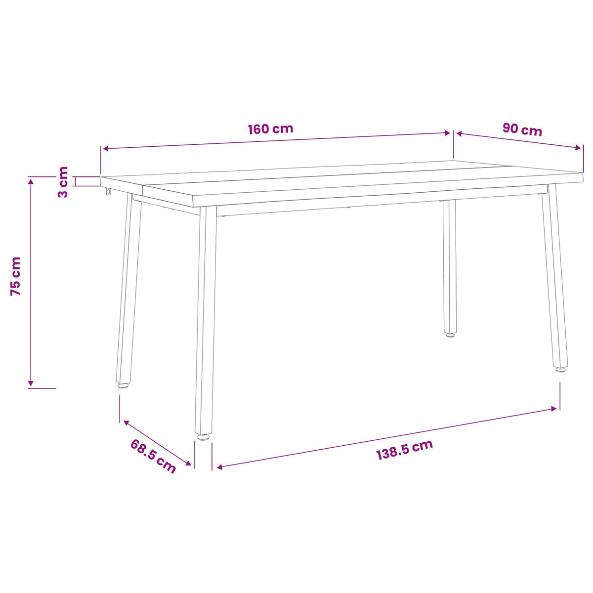Stol za blagovanje s prirodnim rubom 160 x 90 x 75 cm Prirodna