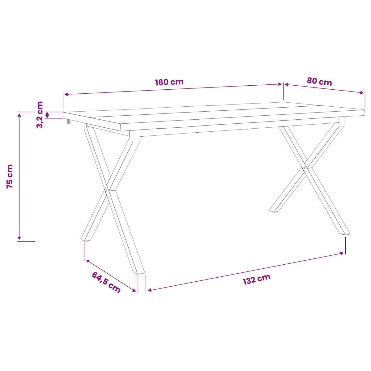 Stol za blagovanje s prirodnim rubom 160 x 80 x 75 cm Prirodna