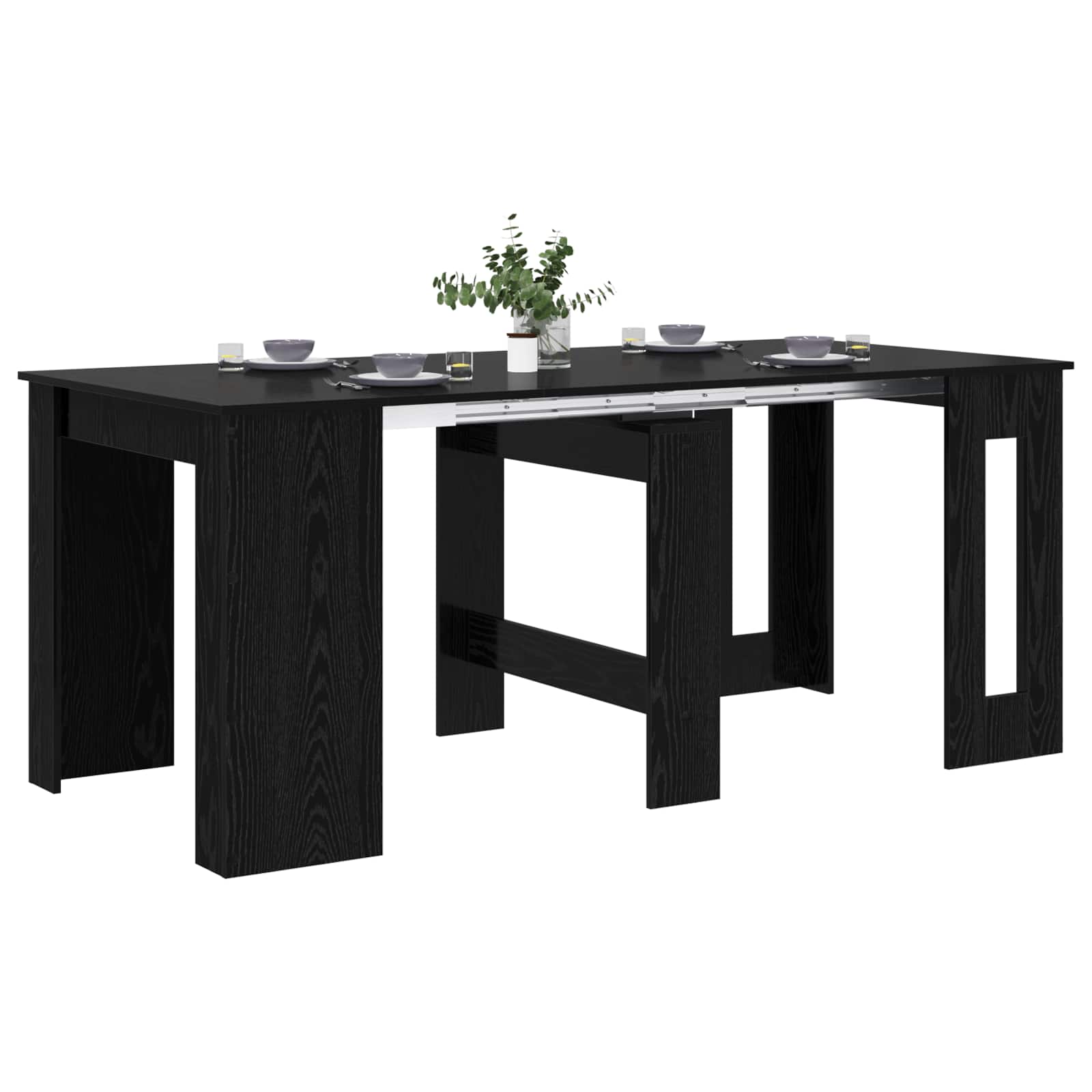 Blagovaonski stol 180 x 85 x 75 cm Konstruirano drvo Crni hrast