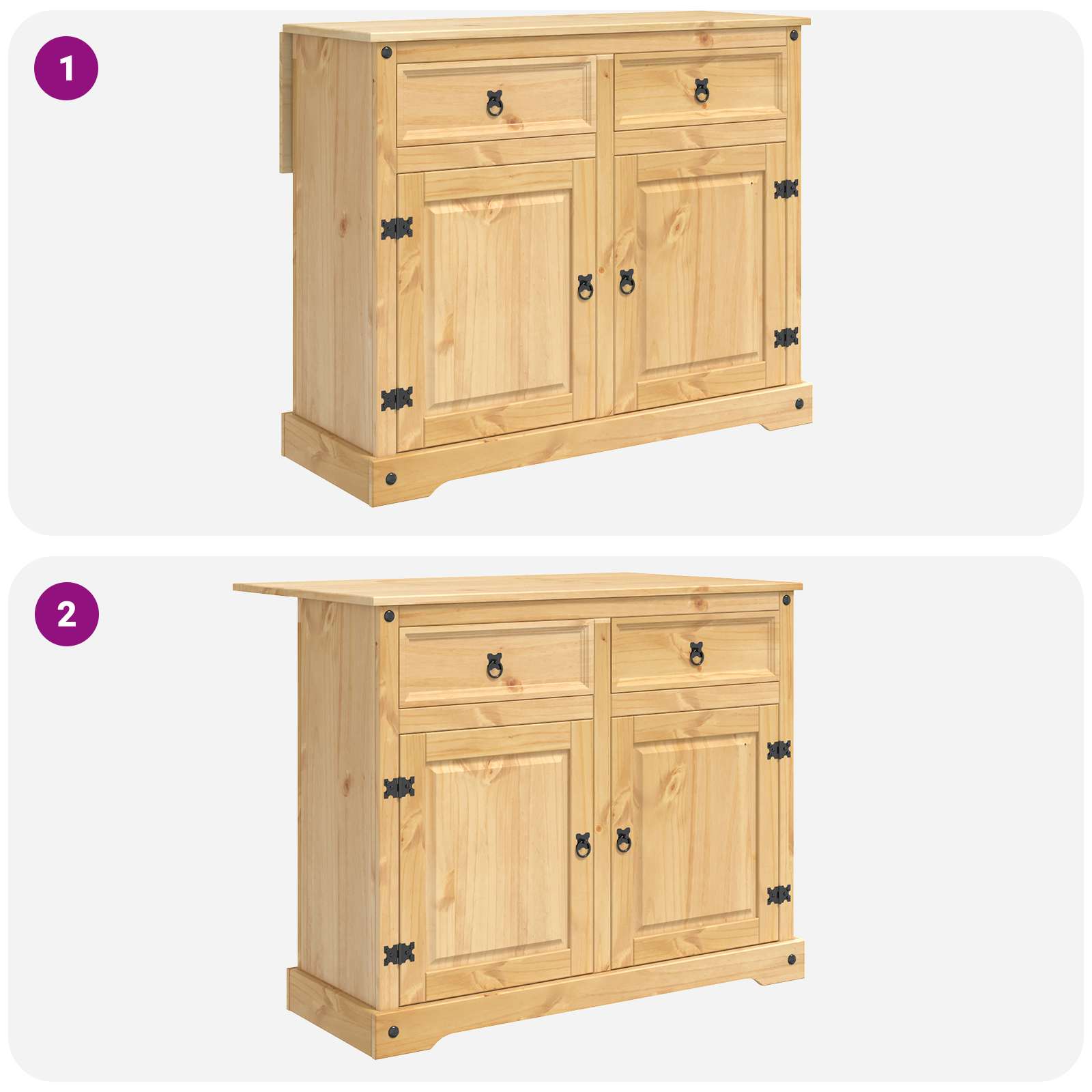Kuhinjski kolica 2 pcs Medeni vosak 112 x 70 x 91,5 cm