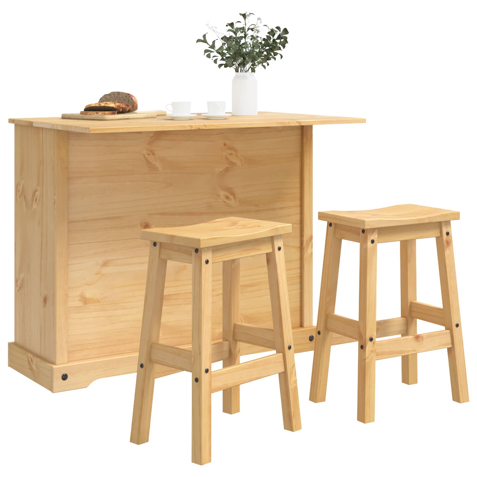 Set kuhinjskog otoka Corona 3 pcs Medeni vosak Masivna borovina