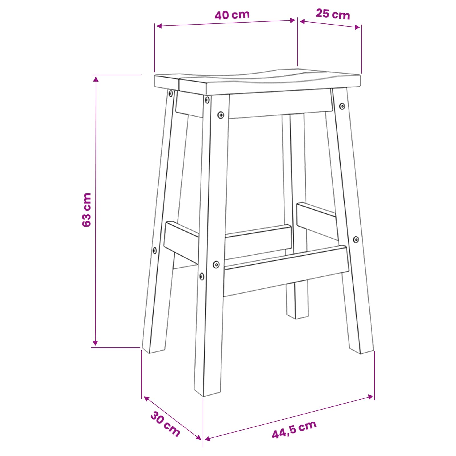 Barski stol 2 pcs Bijela i vosak od meda 44 x 30 x 63 cm
