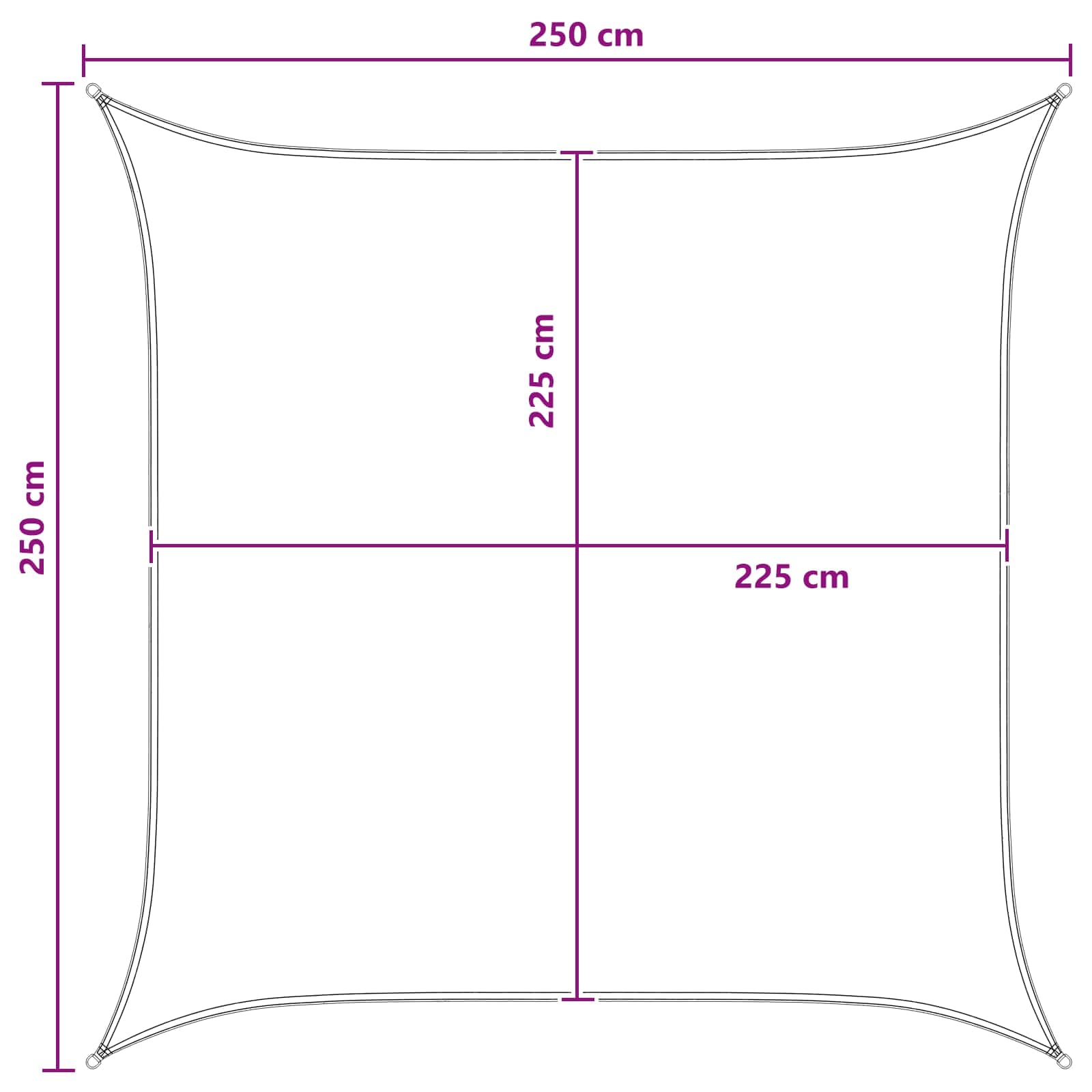 Jedrilica za sunčevu sjenu Antracit i bijelo 2,5 x 2,5 m HDPE