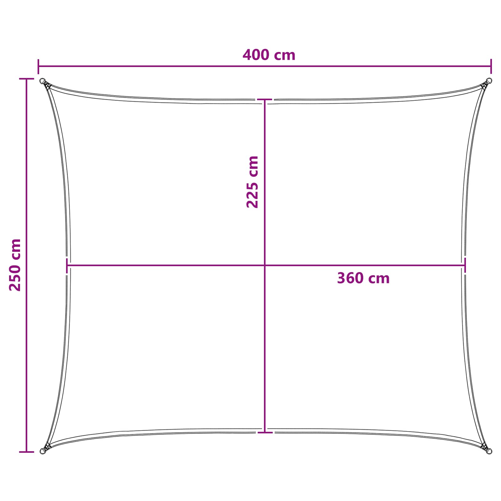 Jedrilica za sunčevu sjenu Antracit i bijelo 2,5 x 4 m HDPE