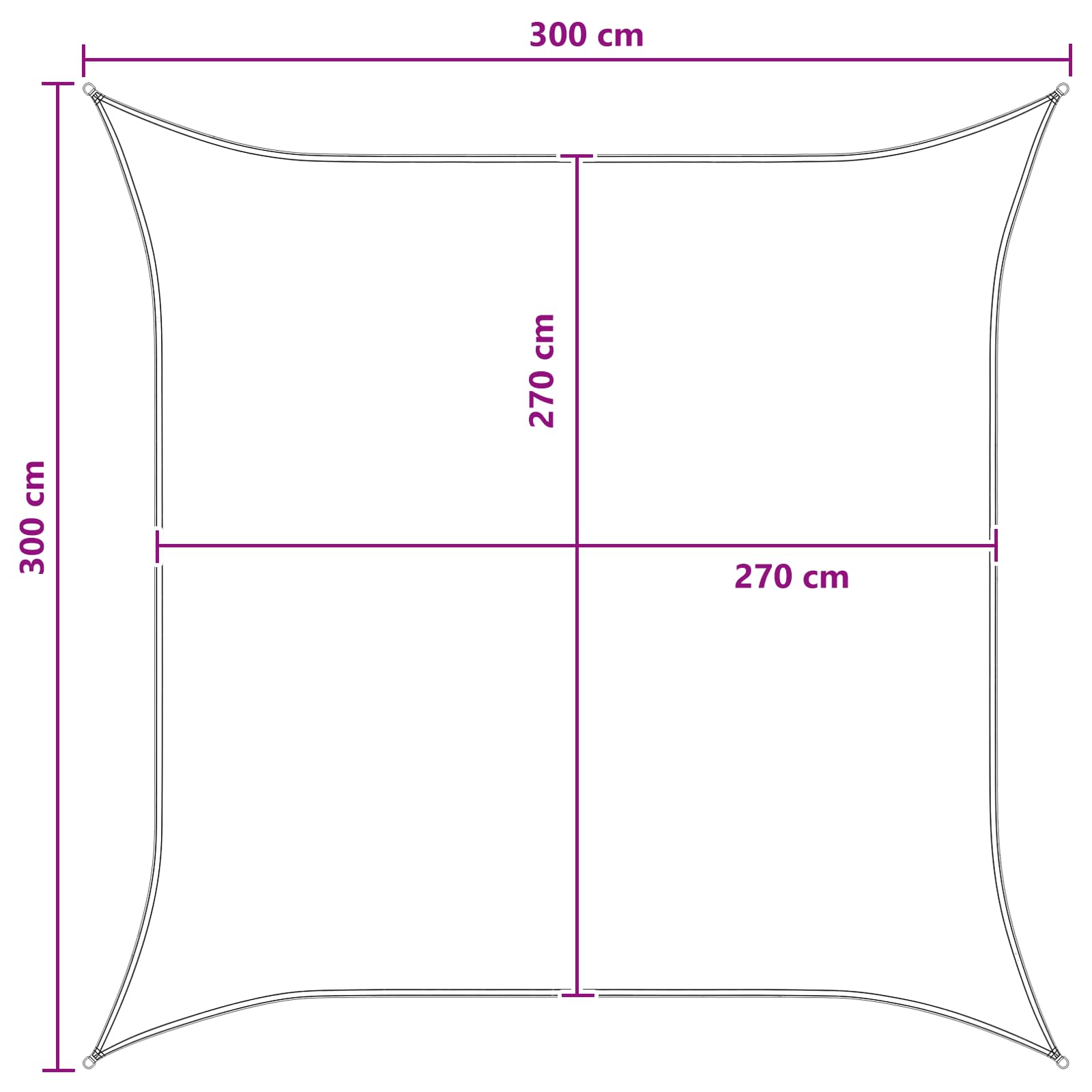 Jedrilica za sunčevu sjenu Žuta i bijela 3 x 3 m HDPE