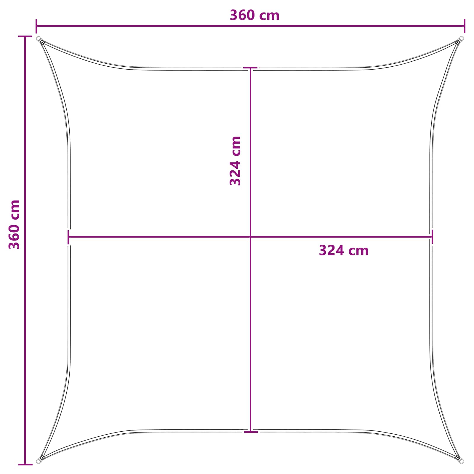 Jedrilica za sunčevu sjenu Svijetlo siva i bijela. 3,6 x 3,6 m