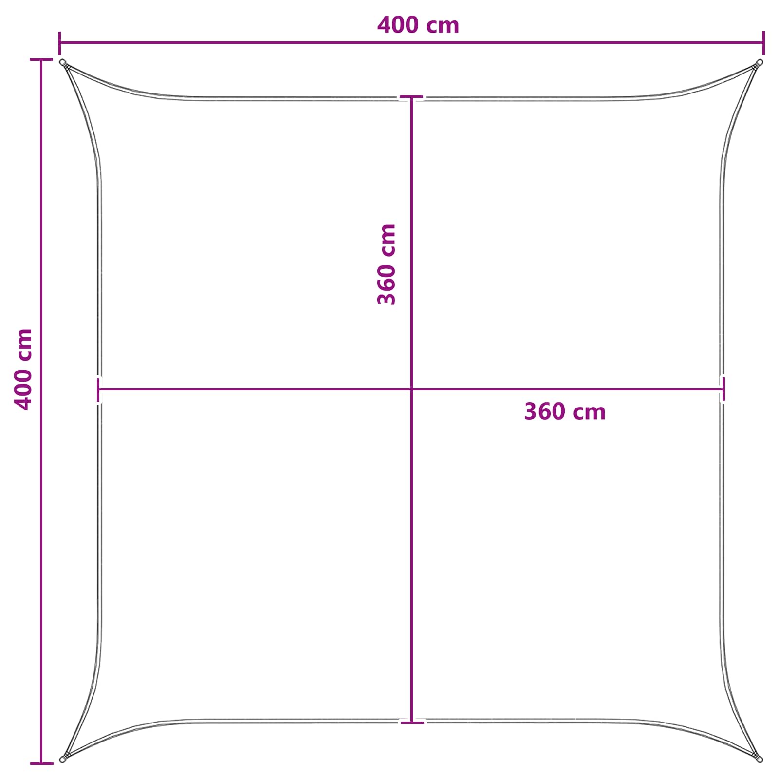 Jedrilica za sunčevu sjenu Svijetlo siva i bijela. 4 x 4 m HDPE