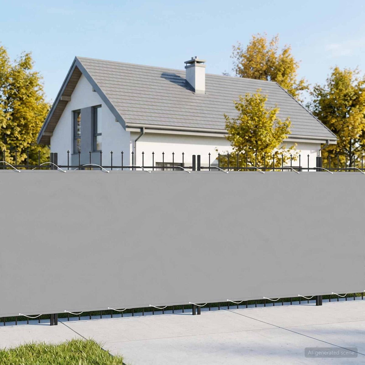 Zaslon za privatnost na balkonu 150 x 400 cm Polyester Svjetlosiva