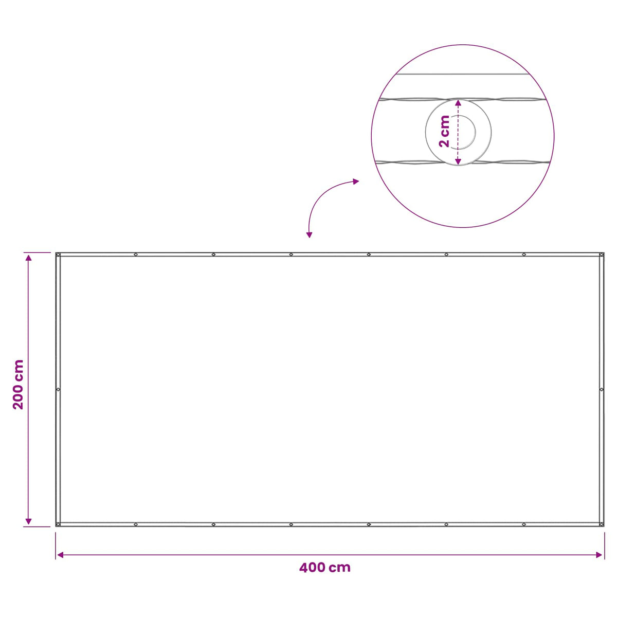 Zaslon za privatnost na balkonu 200 x 400 cm Plava