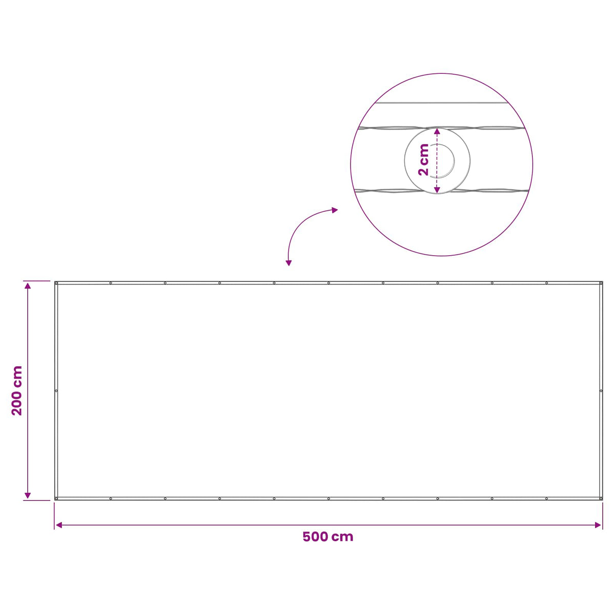 Zaslon za privatnost na balkonu 200 x 500 cm
