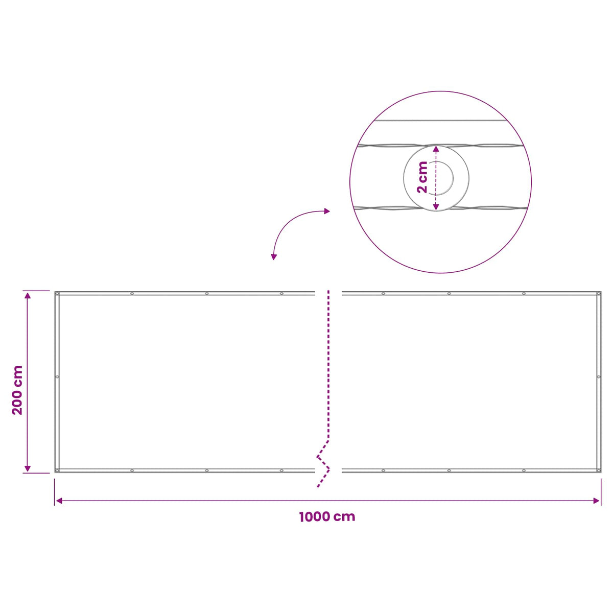 Zaslon za privatnost na balkonu 200 x 1000 cm