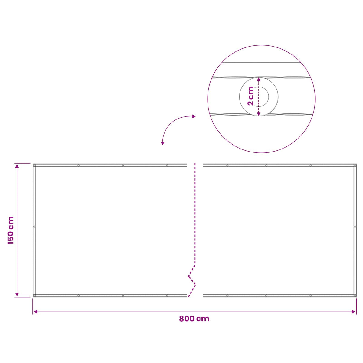 Zaslon za privatnost na balkonu 150 x 800 cm