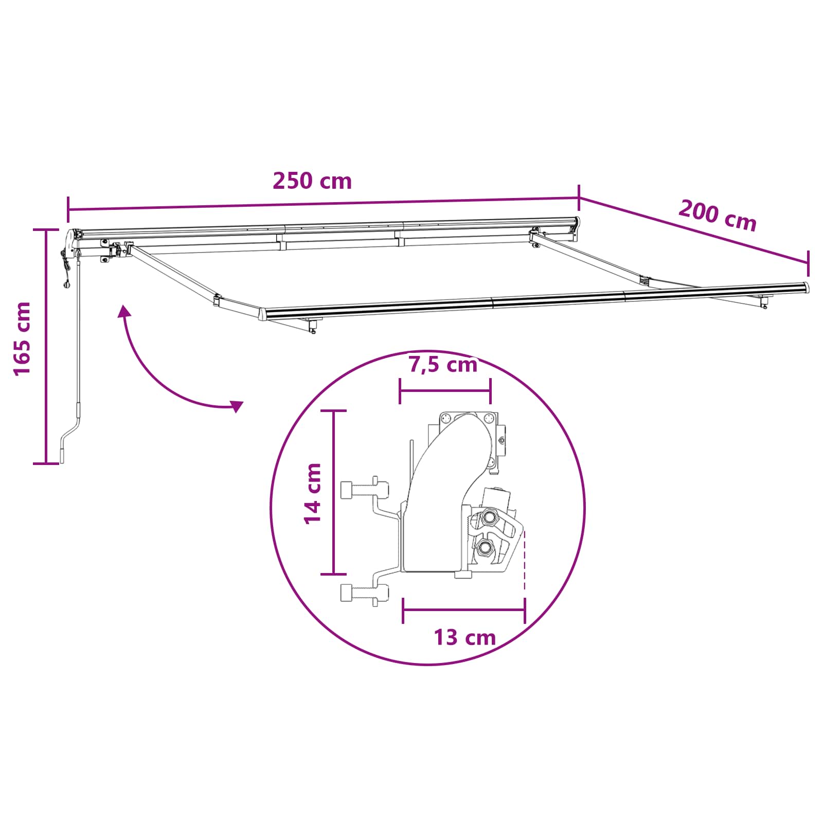 Skrovita tenda Pijesak 2,5 x 2 m tkanina