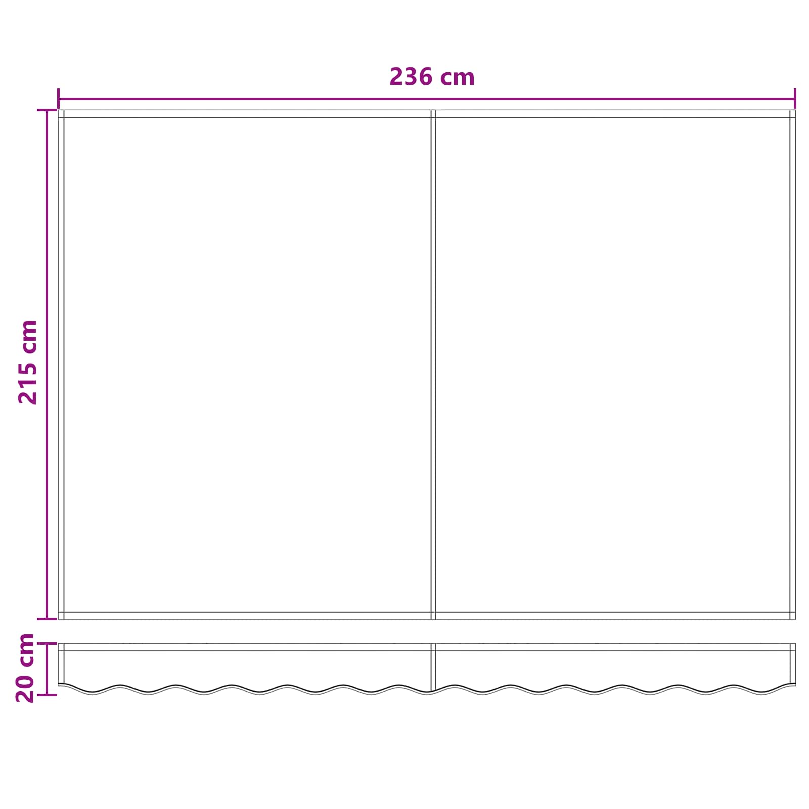 Skrovita tenda Pijesak 2,5 x 2 m tkanina