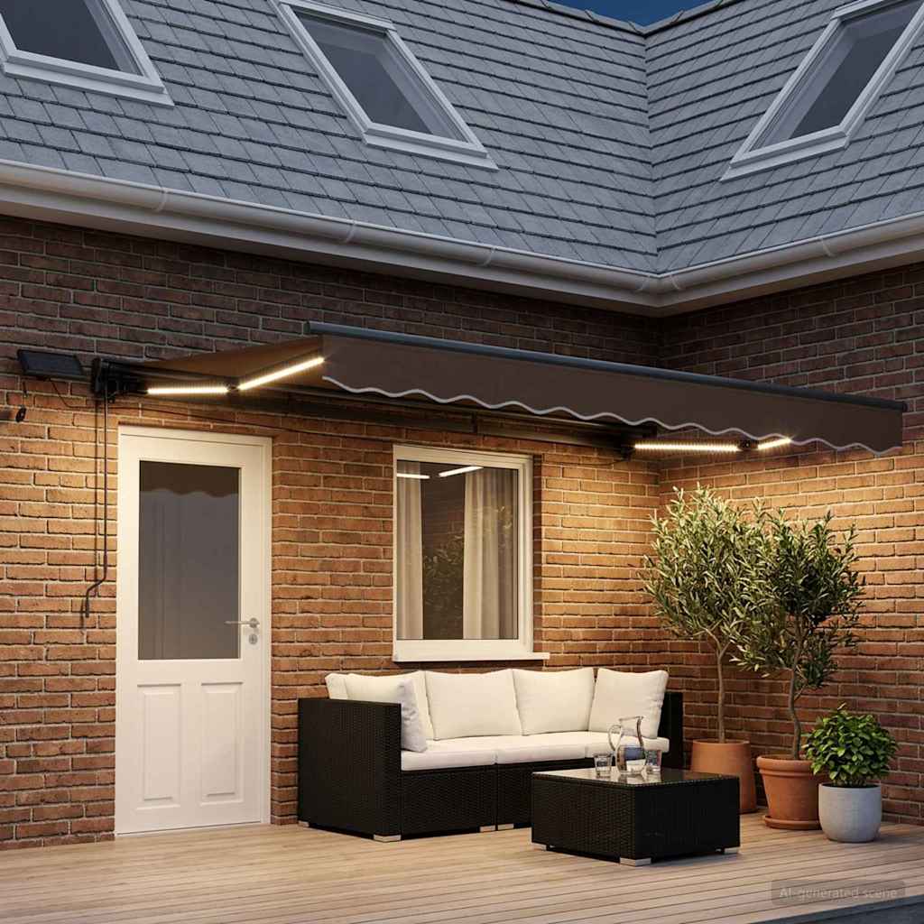 Ručni okvir tende s LED-ima Sivosmeđa 4,5 × 3,5 m
