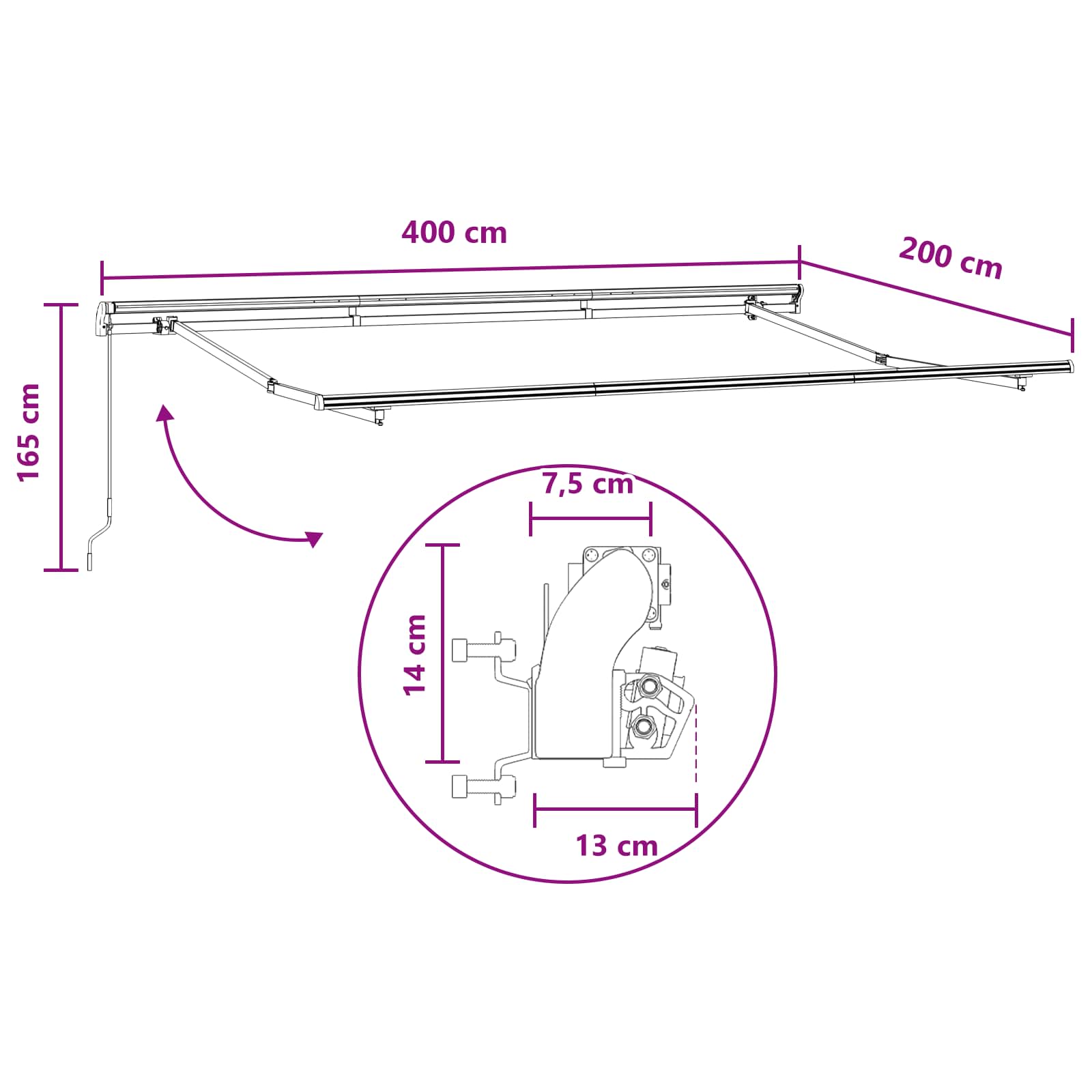 Skrovita tenda Sivosmeđa 4 x 2 m tkanina