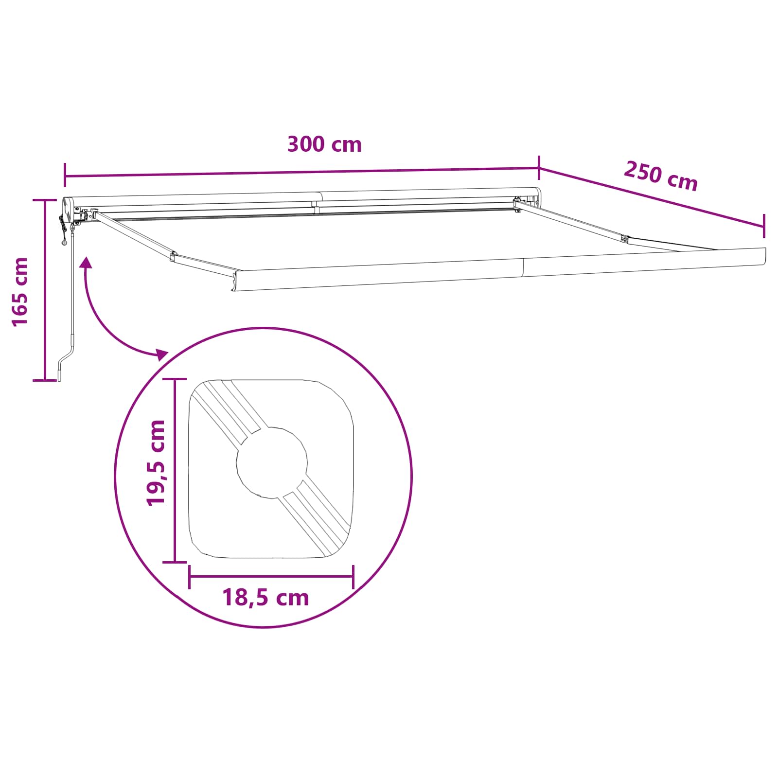 Povlačivi tende Pijesak 300 x 250 cm Tkanina i Metal