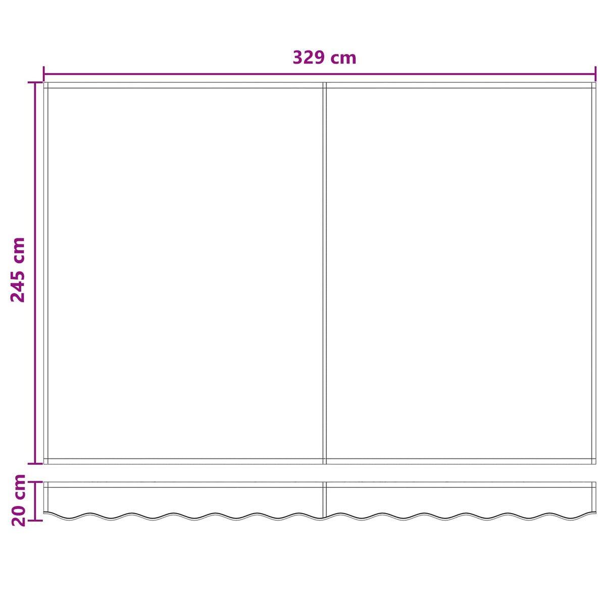 Povlačivi tende Svijetlo siva i bijela. 3,5 x 2,5 m