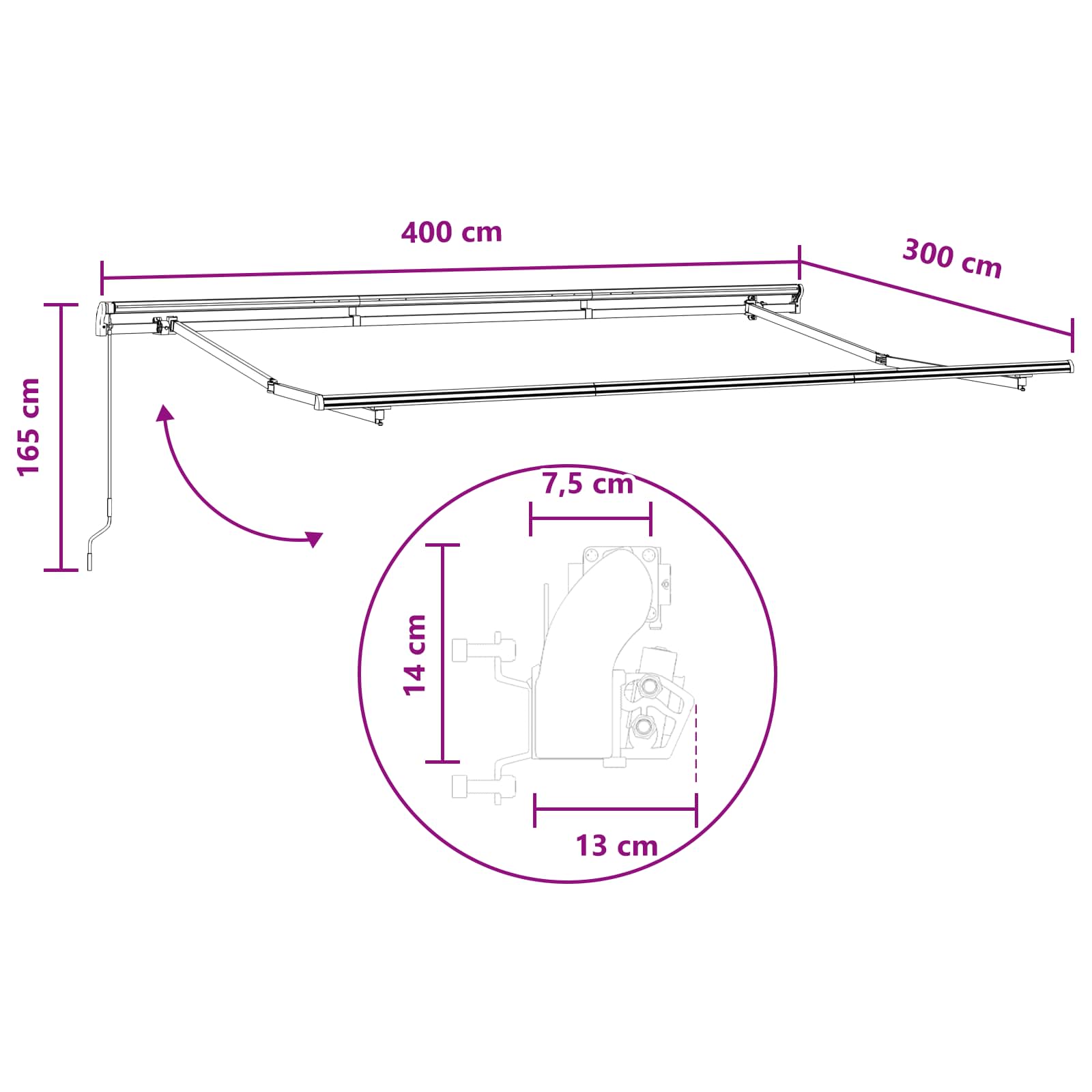 Povlačivi tende Sivosmeđa 400 × 300 cm Poliester i aluminij