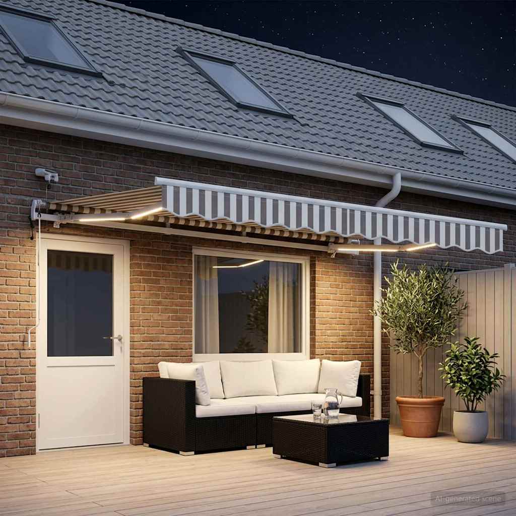 Tkanina za tende Svijetlo siva i bijela. 450 × 300 cm Poliester