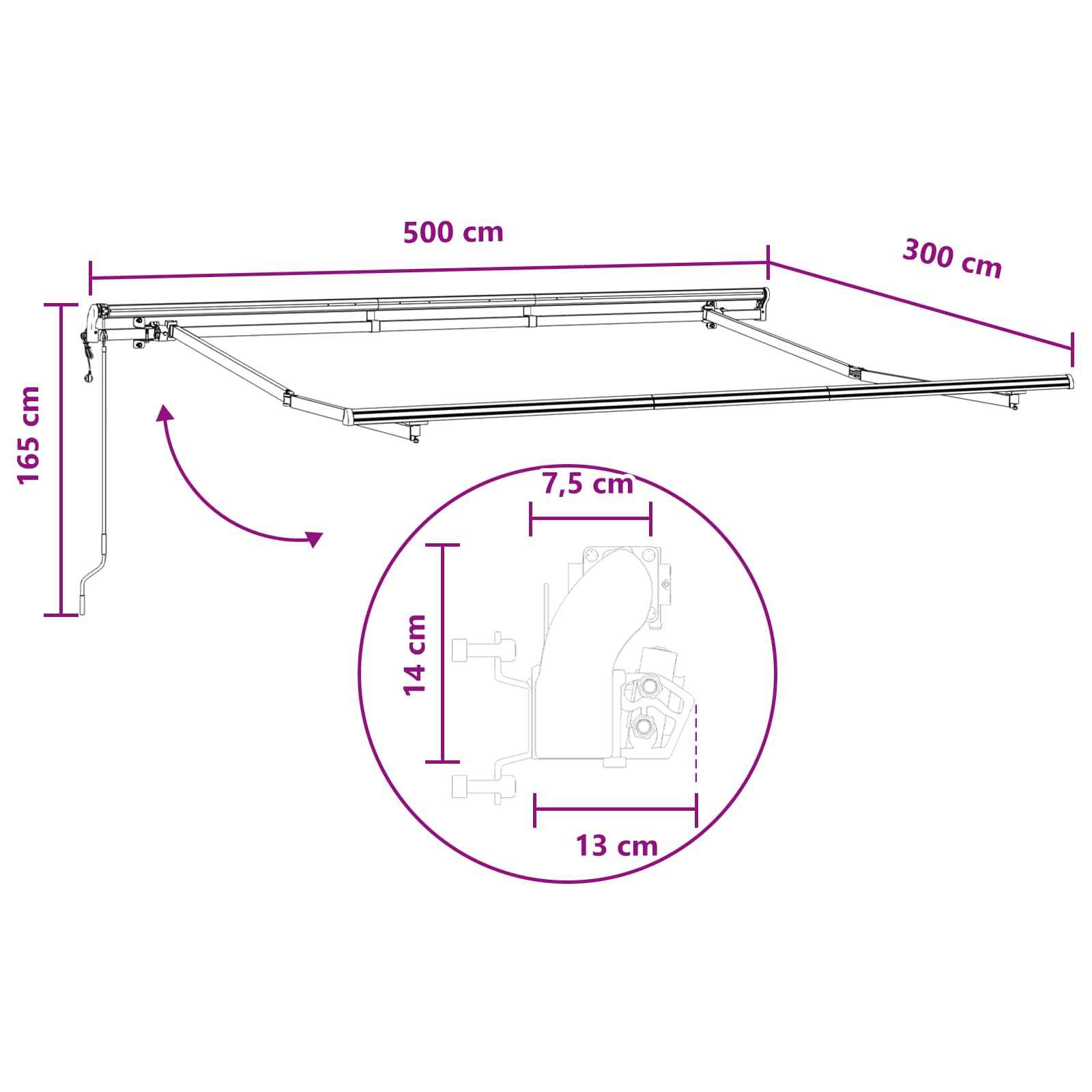 Povlačivi tende Pijesak 500 × 300 cm Tkanina i Aluminij