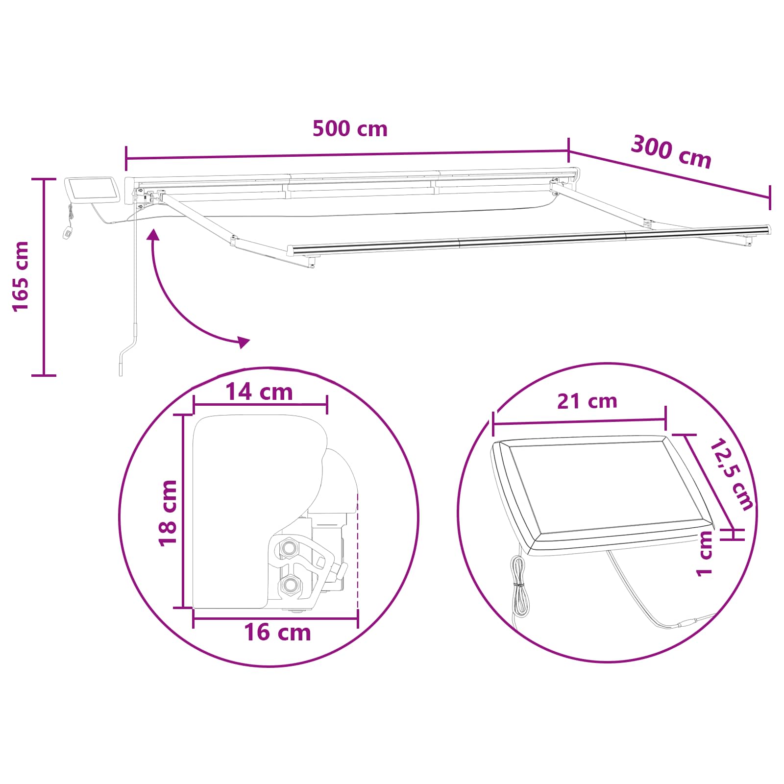 Ručni okvir tende s LED-ima Svijetlo siva i bijela. 5 x 3 m