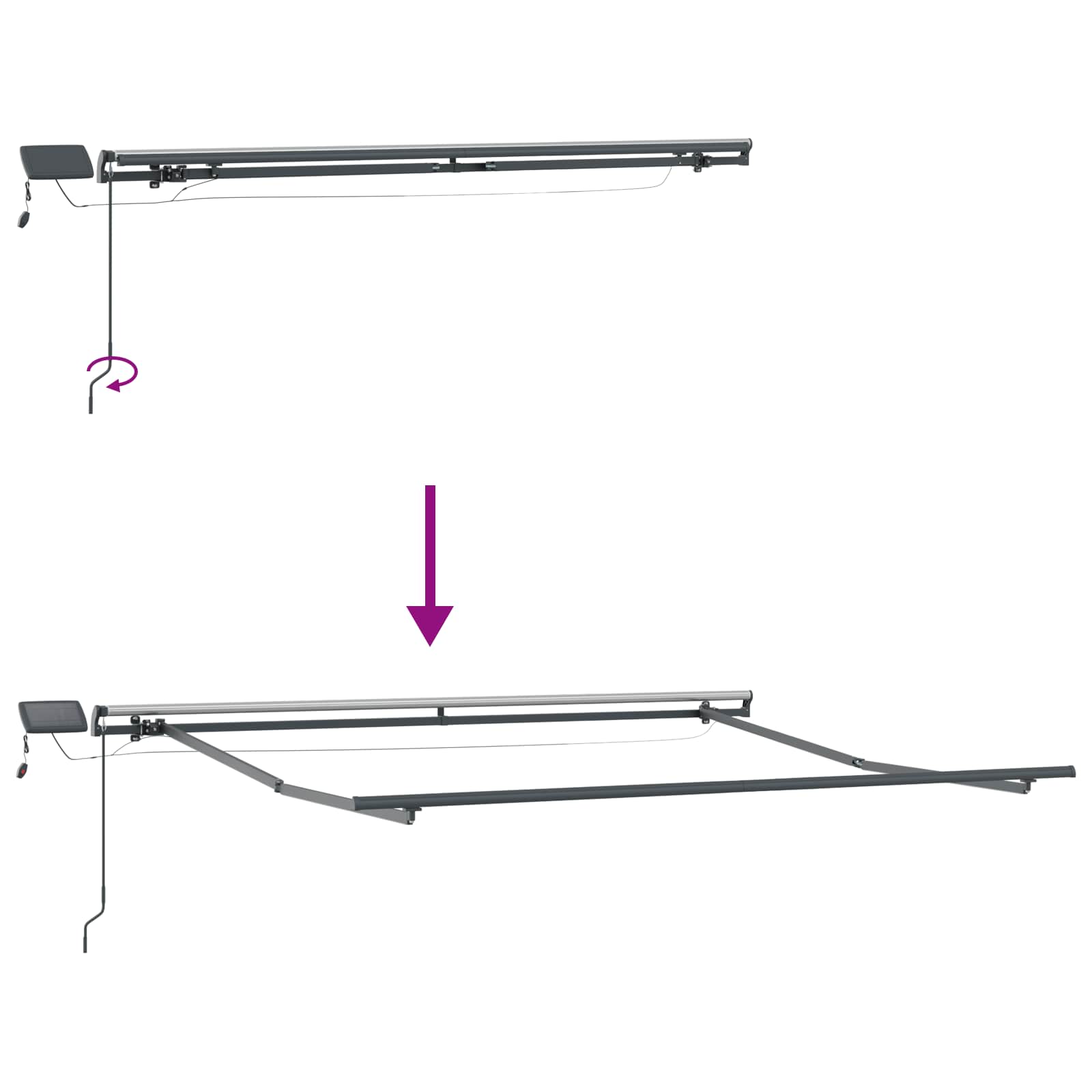 Povlačivi tende Svijetlo siva i bijela. 600 × 300 cm