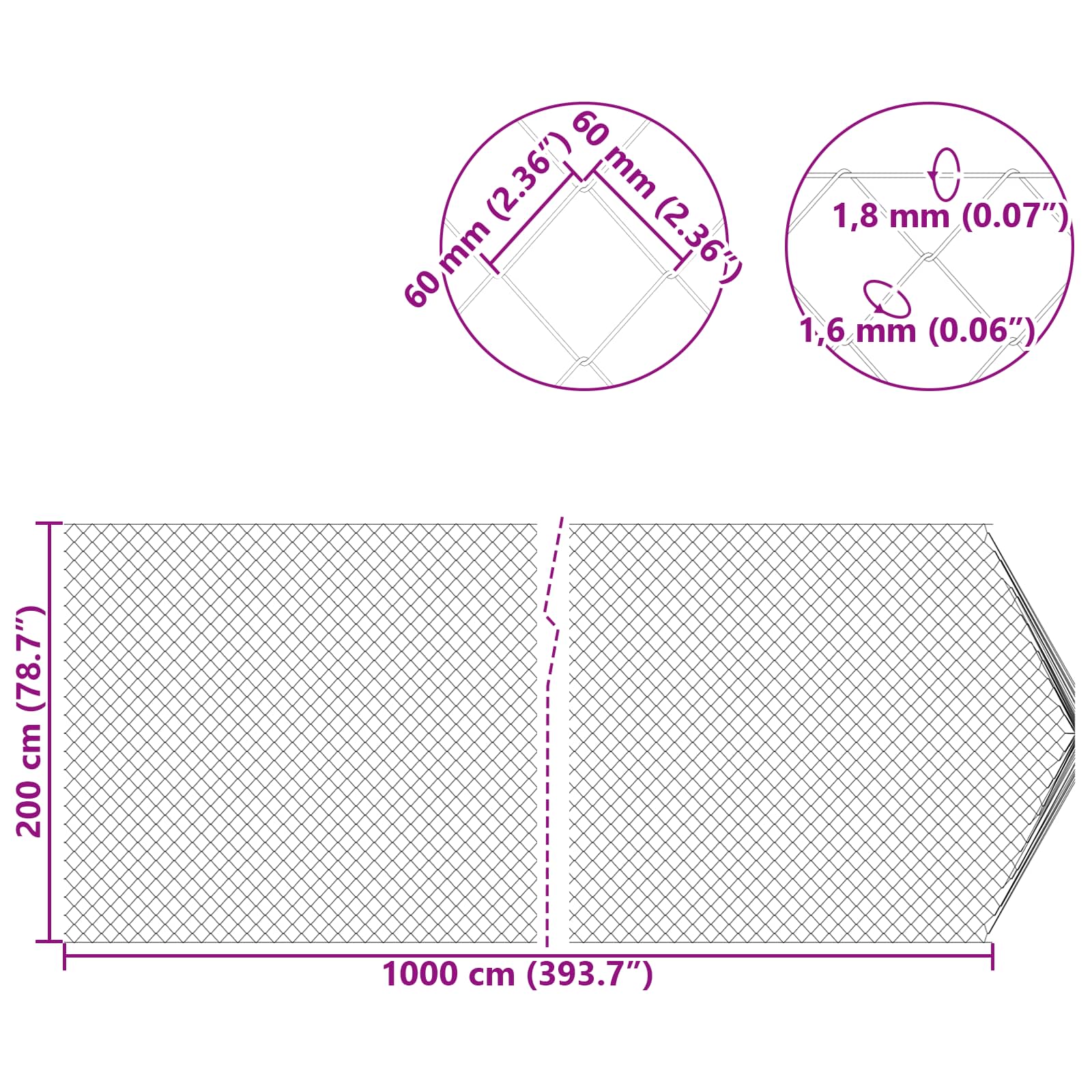 Ograda od lančane veze Cinkano 2 x 10 m Stakl