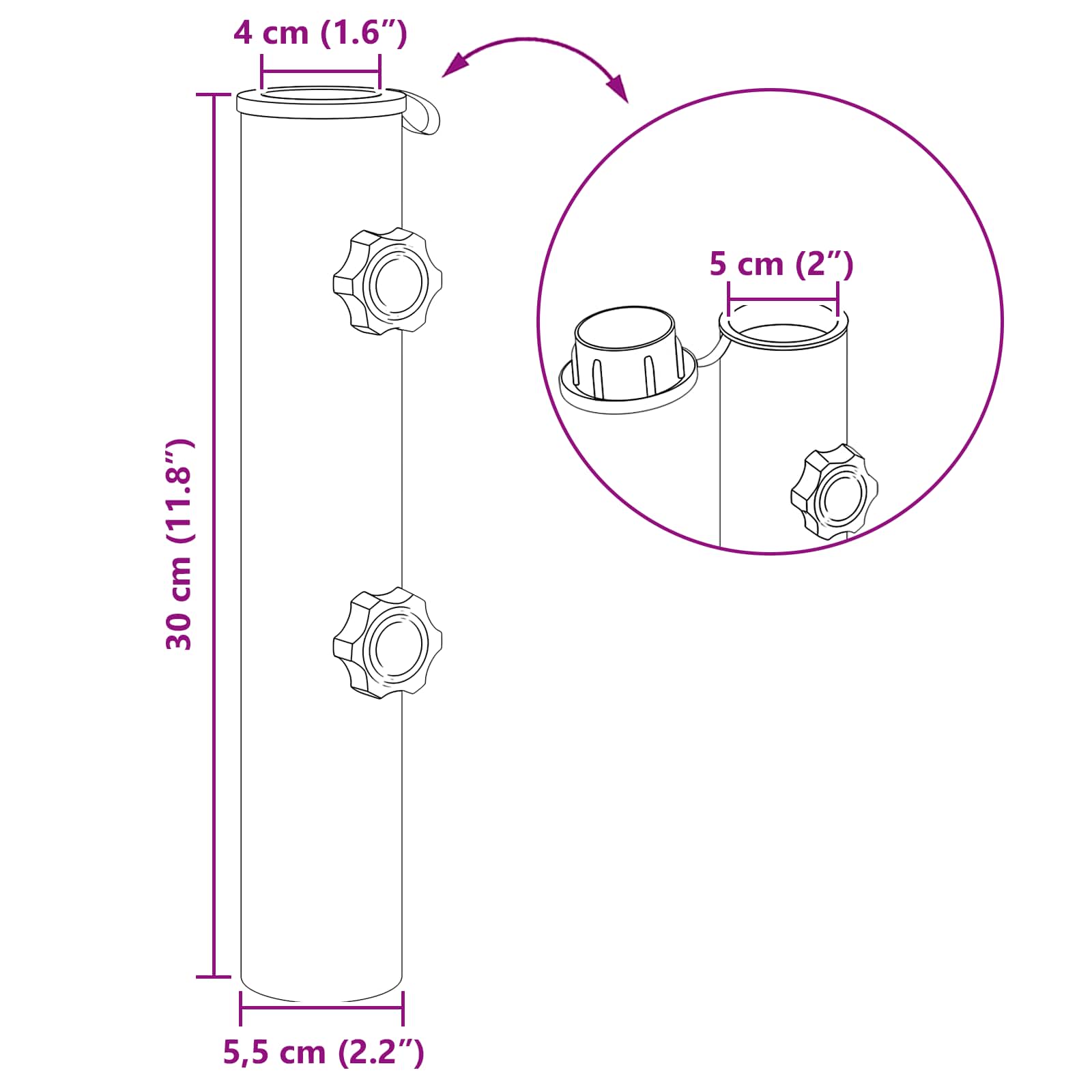 Cijev za suncobran 0.6 kg Crna Željezo for 40-50 mm Pole