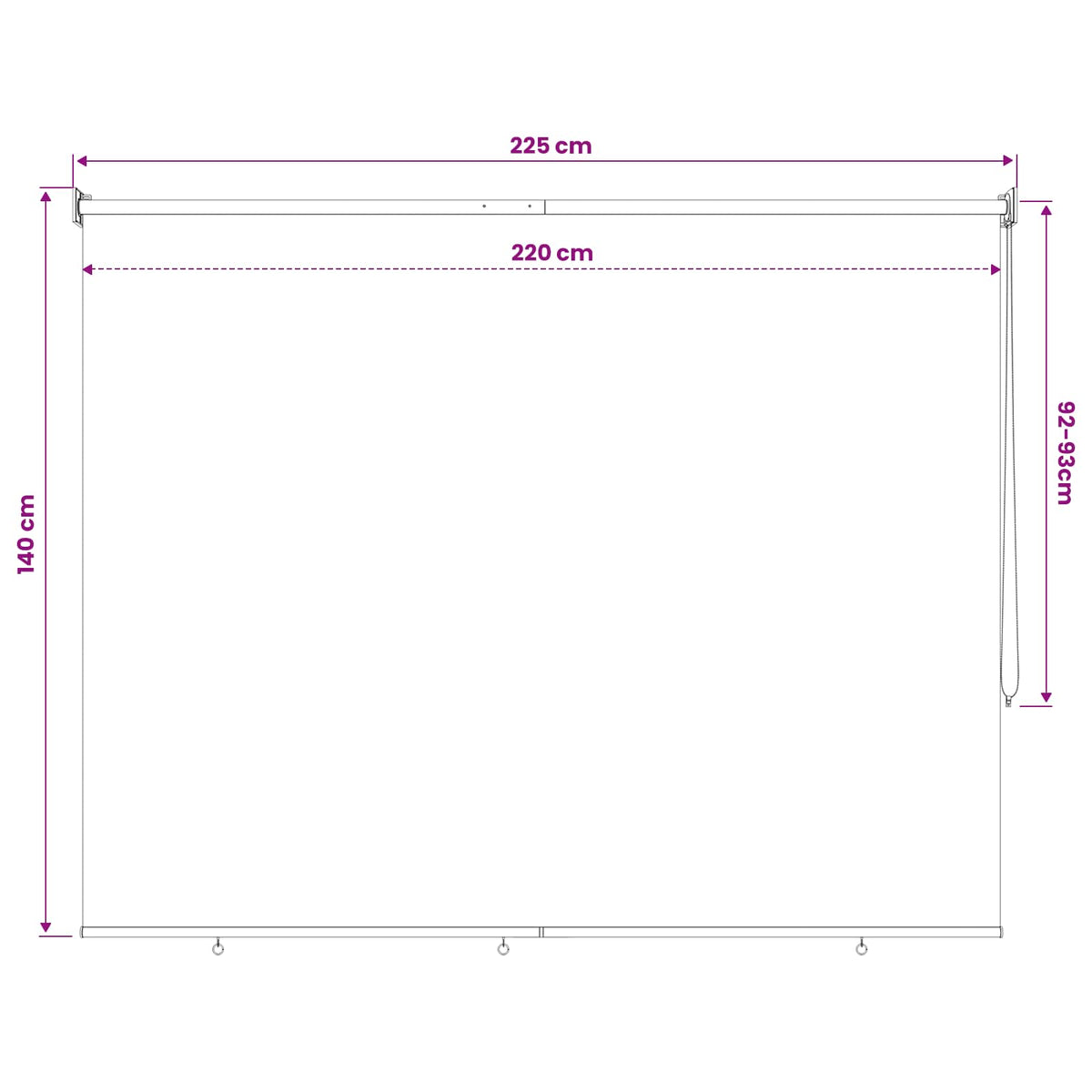 Vanjska roleta 90% blokada UV zraka Plava i bijela pruga 220 x 140 cm
