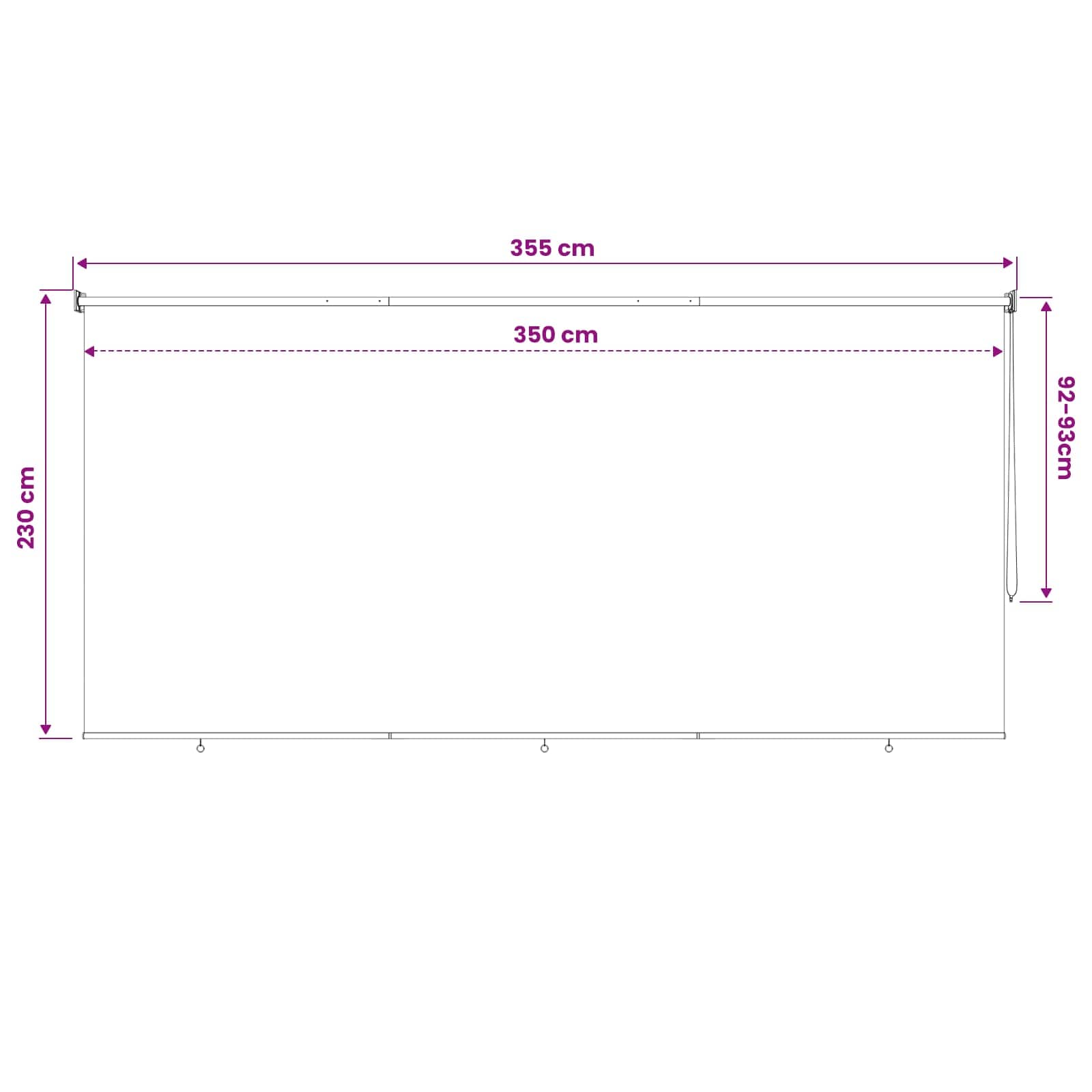Vanjska roleta 90% blokada UV zraka Terrakota 350 x 230 cm HDPE