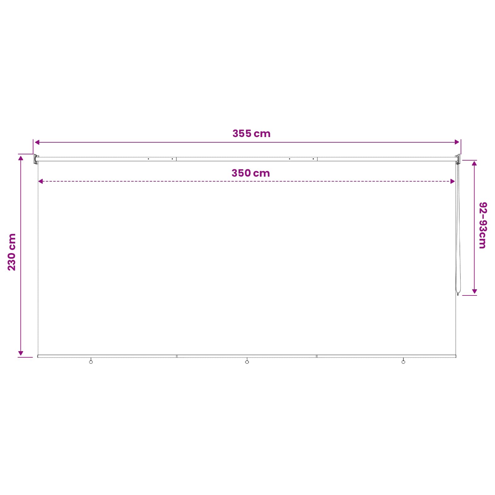 Vanjska roleta 90% blokada UV zraka Tamnozelena 350 x 230 cm