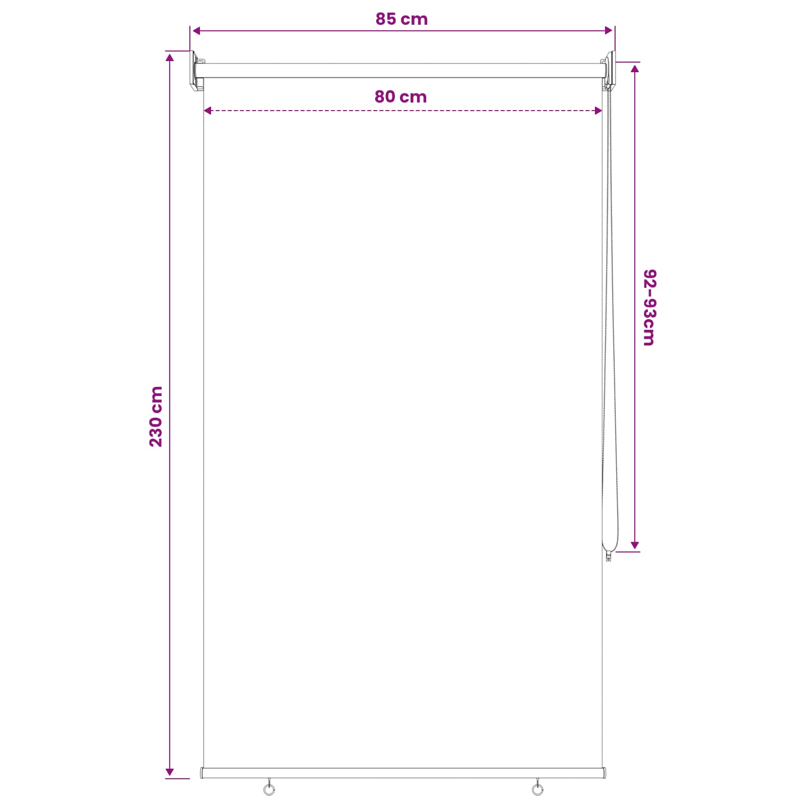 Vanjska roleta 90% blokada UV zraka Crna 80 x 230 cm HDPE