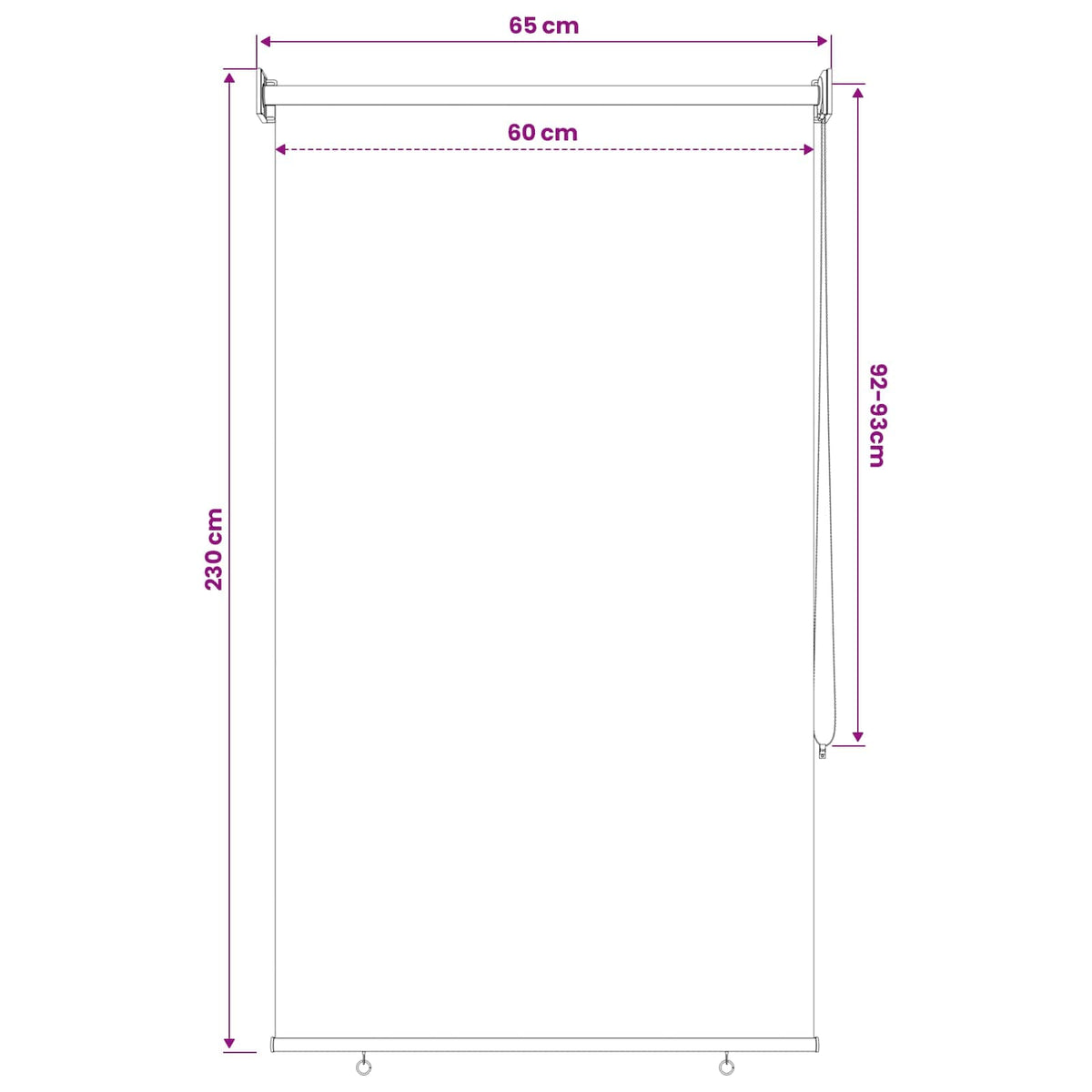 Vanjska roleta 90% blokada UV zraka Svjetlosiva 60 x 230 cm