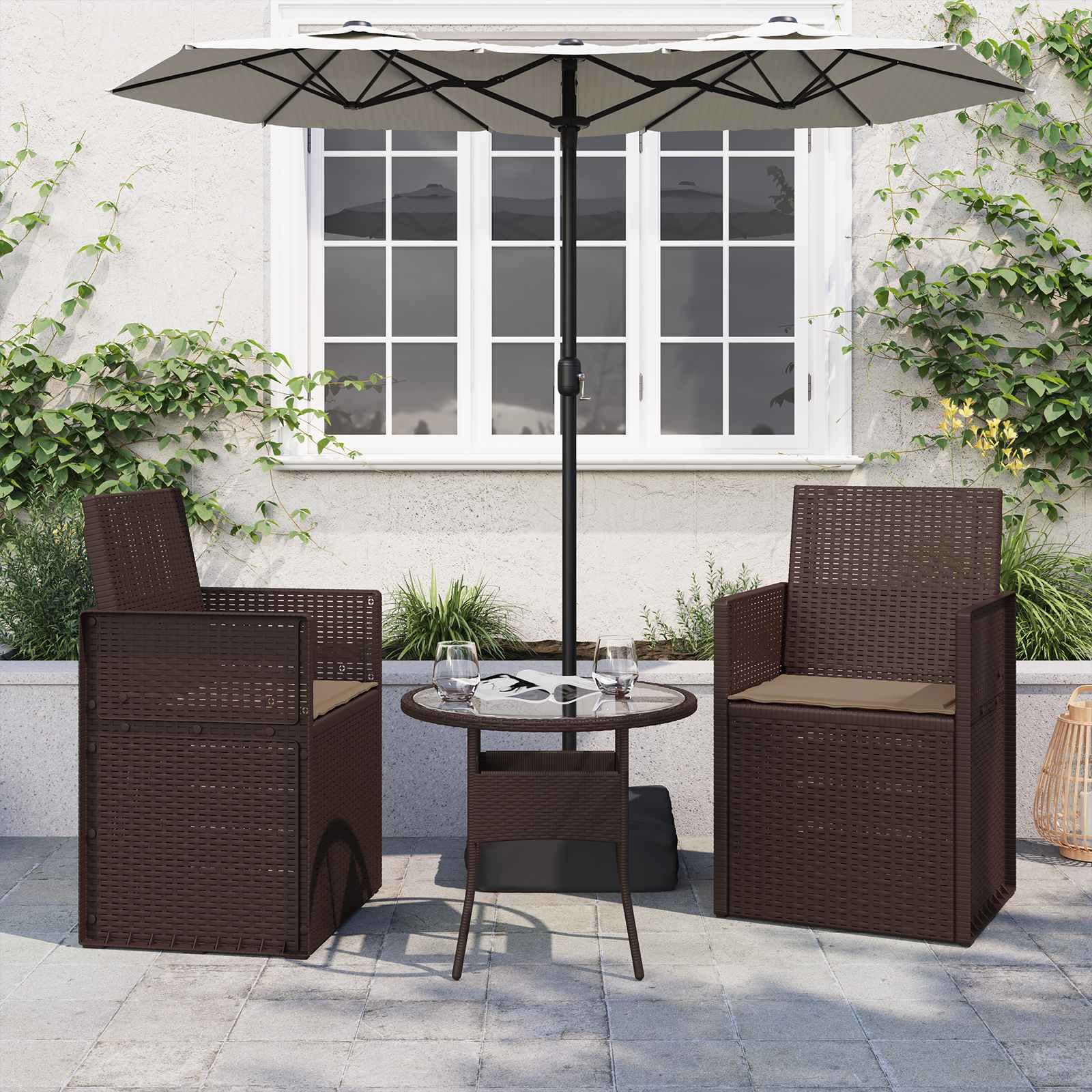 Jastučići za sjedenje 2 pcs Sivosmeđa 47 x 36 x 2 cm Poliester