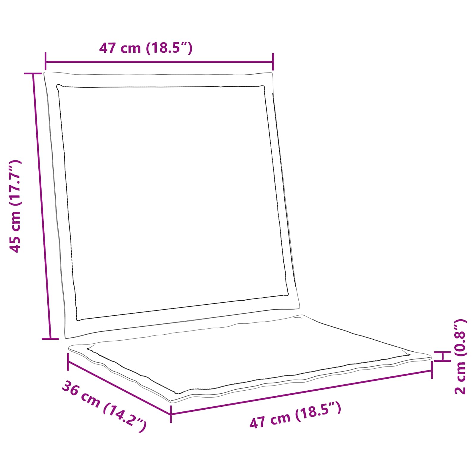 Jastučići za sjedenje i leđa 2 pcs Antracit 47 x 45 x 2 cm
